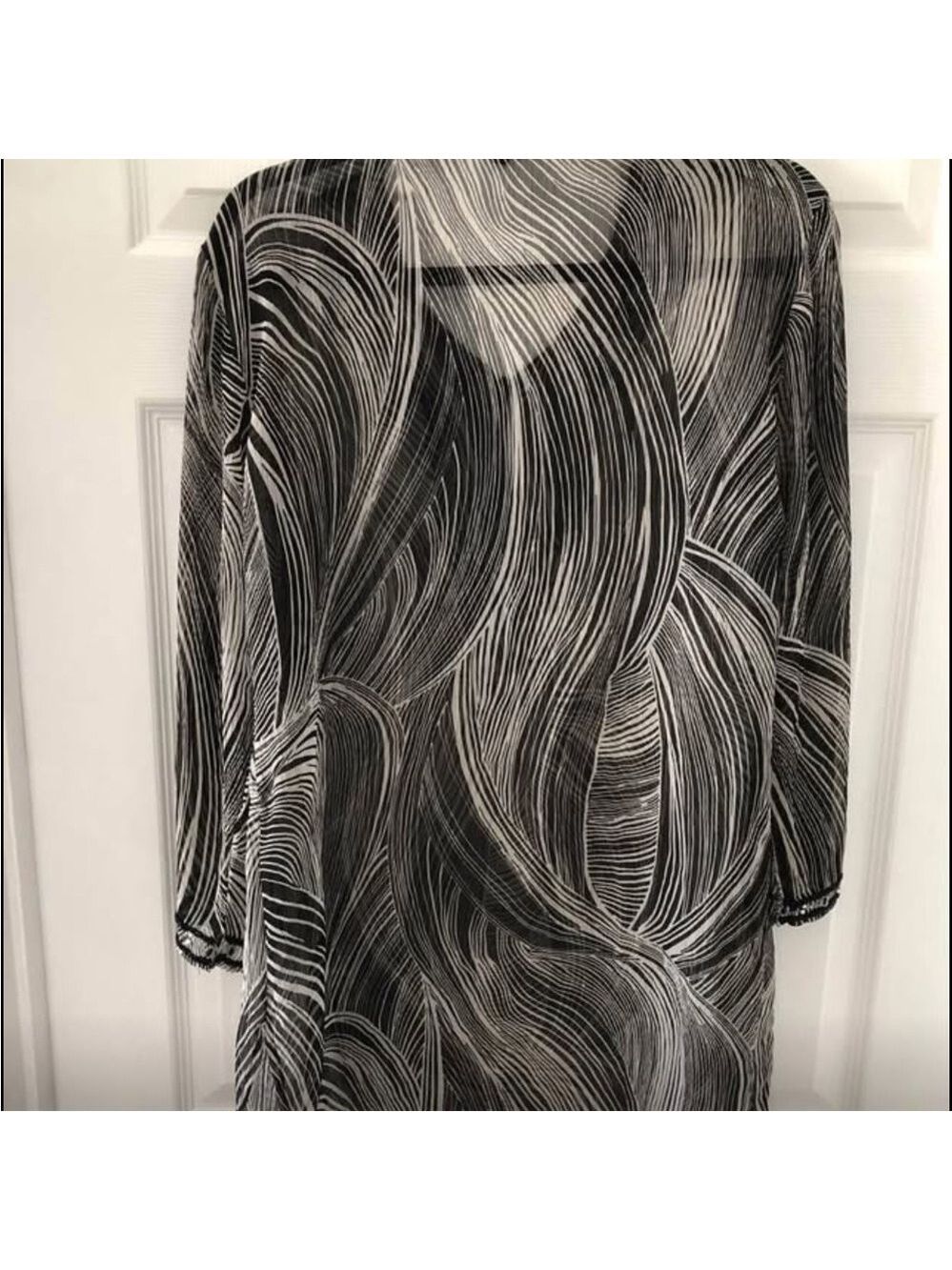 COLORZ Abstract Sheer Tunic Blouse Embroidered Beaded Size Small India - Picture 7 of 8